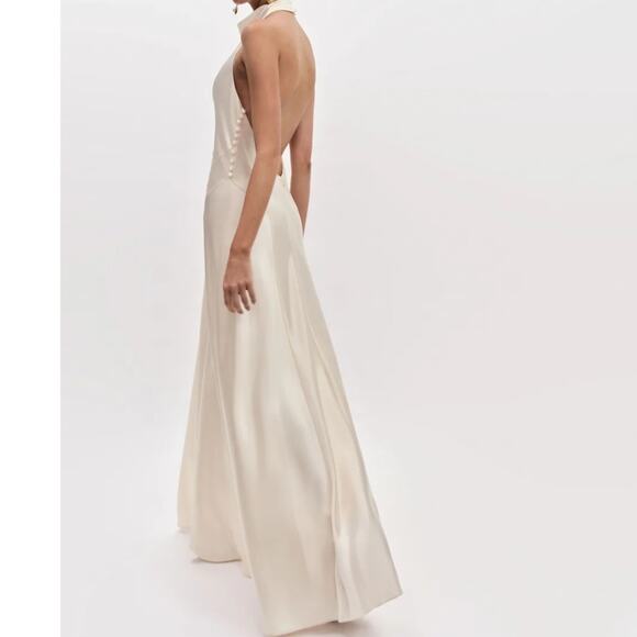 Reformation Roy Satin Dress Fior Di Latte - Picture 12 of 12